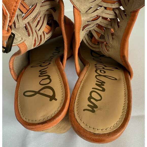 Sam Edelman Womens Holly Slingback Sandal Block Heel Ginger Real Leather Sz 9 US - Picture 10 of 13